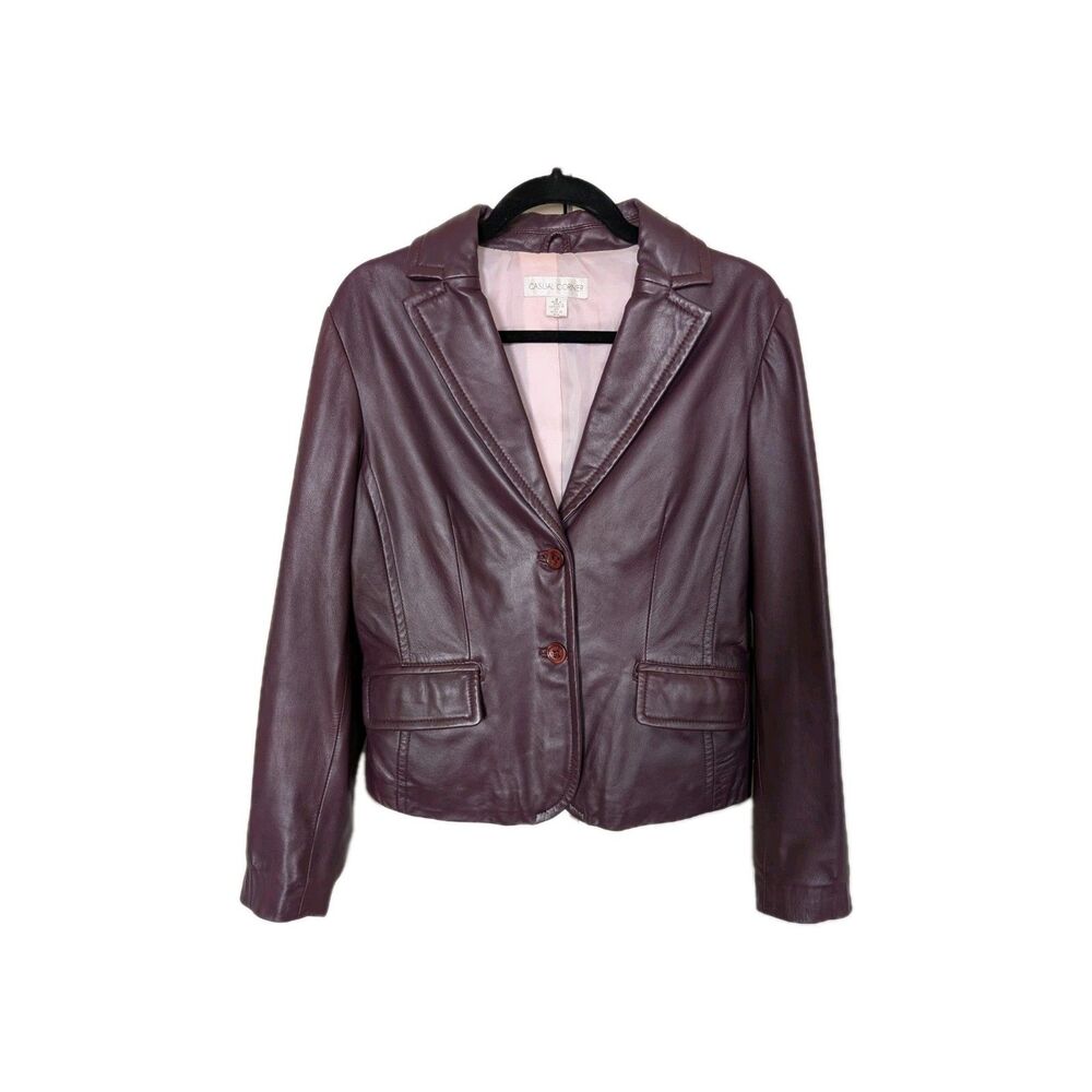 Casual Corner Vintage Purple Leather Blazer M